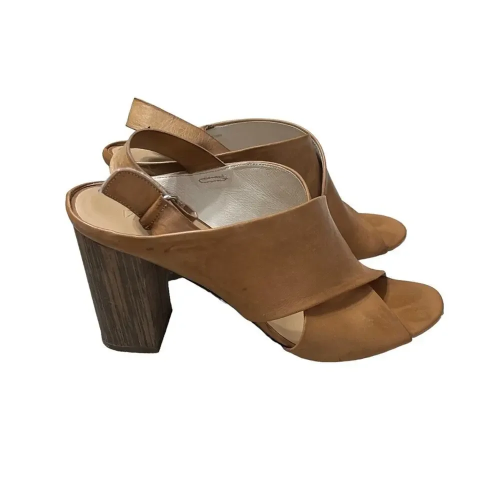 Vince Faine Leather Slingback Sandal Tan Size 8.5